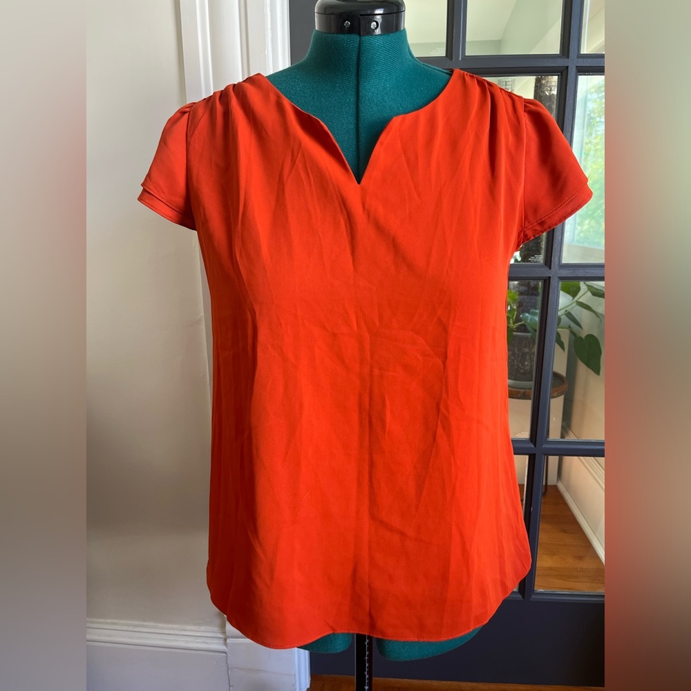 Allegra K orange v-neck blouse size M